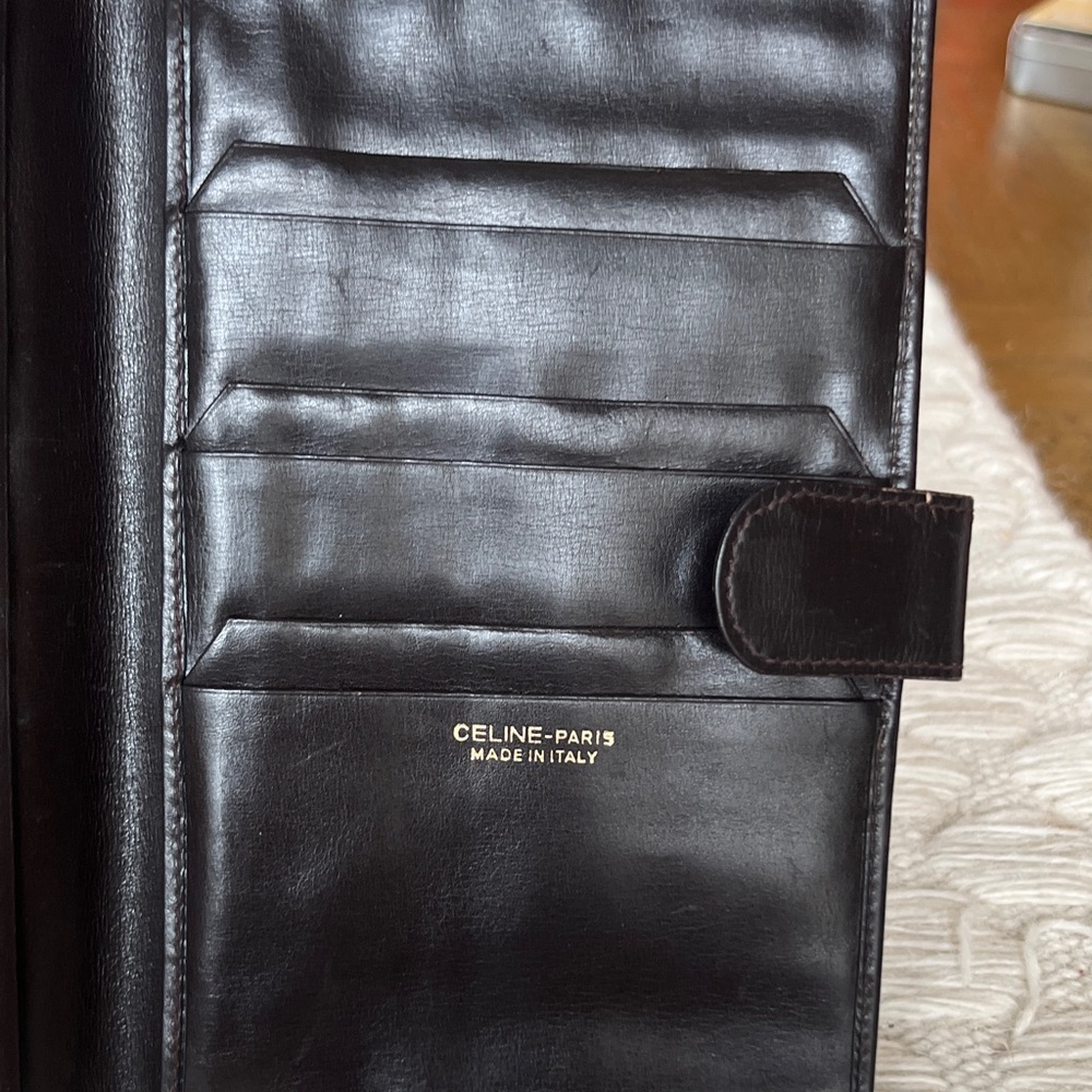 Celine Vintage Dark Leather wallet notebook holder - Picture 6 of 10